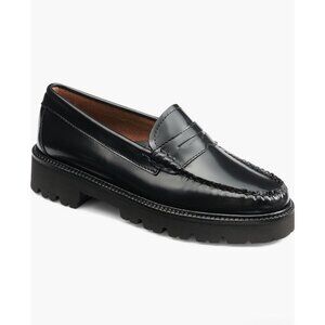 New in Box G.H. Bass Whitney Super Lug Leather Loafers Shoes in Black Sz 7.5